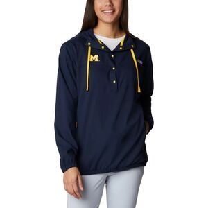 Michigan Wolverines Columbia Fleece ¼ Zip Long Sleeve Hoodie Size Large NWT